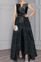 2 Piece Long Sleeve Mother of the Bride Pantsuit with Sash and Sequins