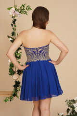 A Line Lace Appliques Sweetheart Short Formal Dress