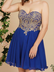 A Line Lace Appliques Sweetheart Short Formal Dress