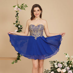 A Line Lace Appliques Sweetheart Short Formal Dress