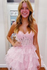 A-Line Light Blue Homecoming Dresses Sweetheart Corset Short Cocktail Dresses with Ruffles