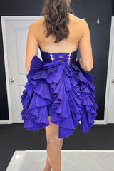 A-Line Royal Blue Homecoming Dresses Sweetheart Short Cocktail Dresses with Ruffles