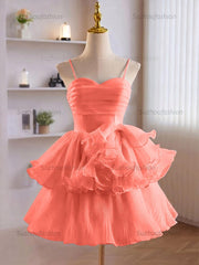 A-Line Ruffles Tiered Short Homecoming Dress