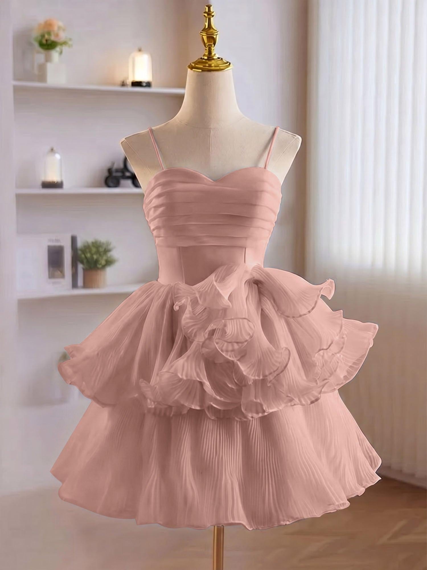 A-Line Ruffles Tiered Short Homecoming Dress