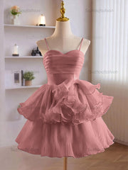 A-Line Ruffles Tiered Short Homecoming Dress