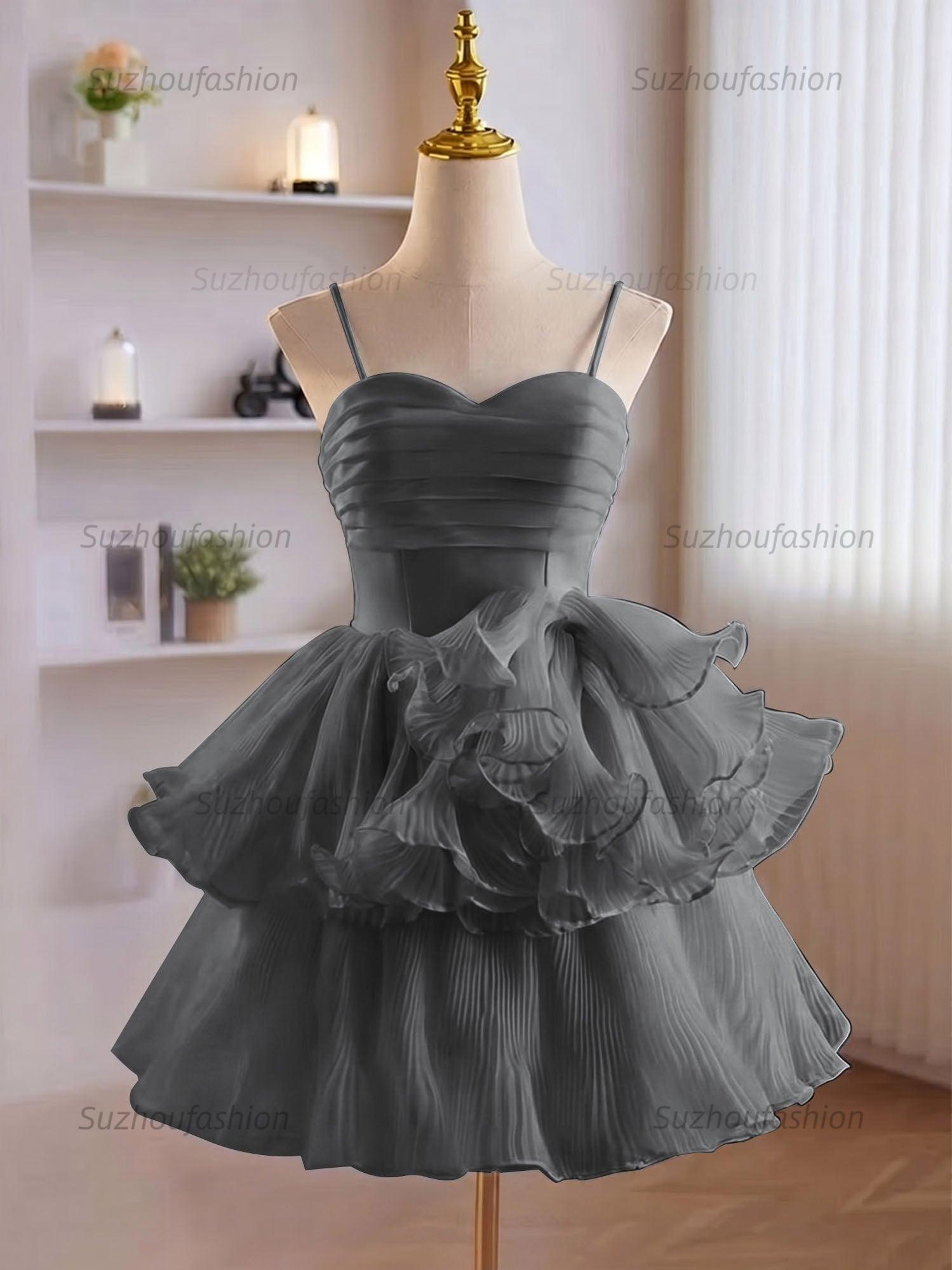A-Line Ruffles Tiered Short Homecoming Dress