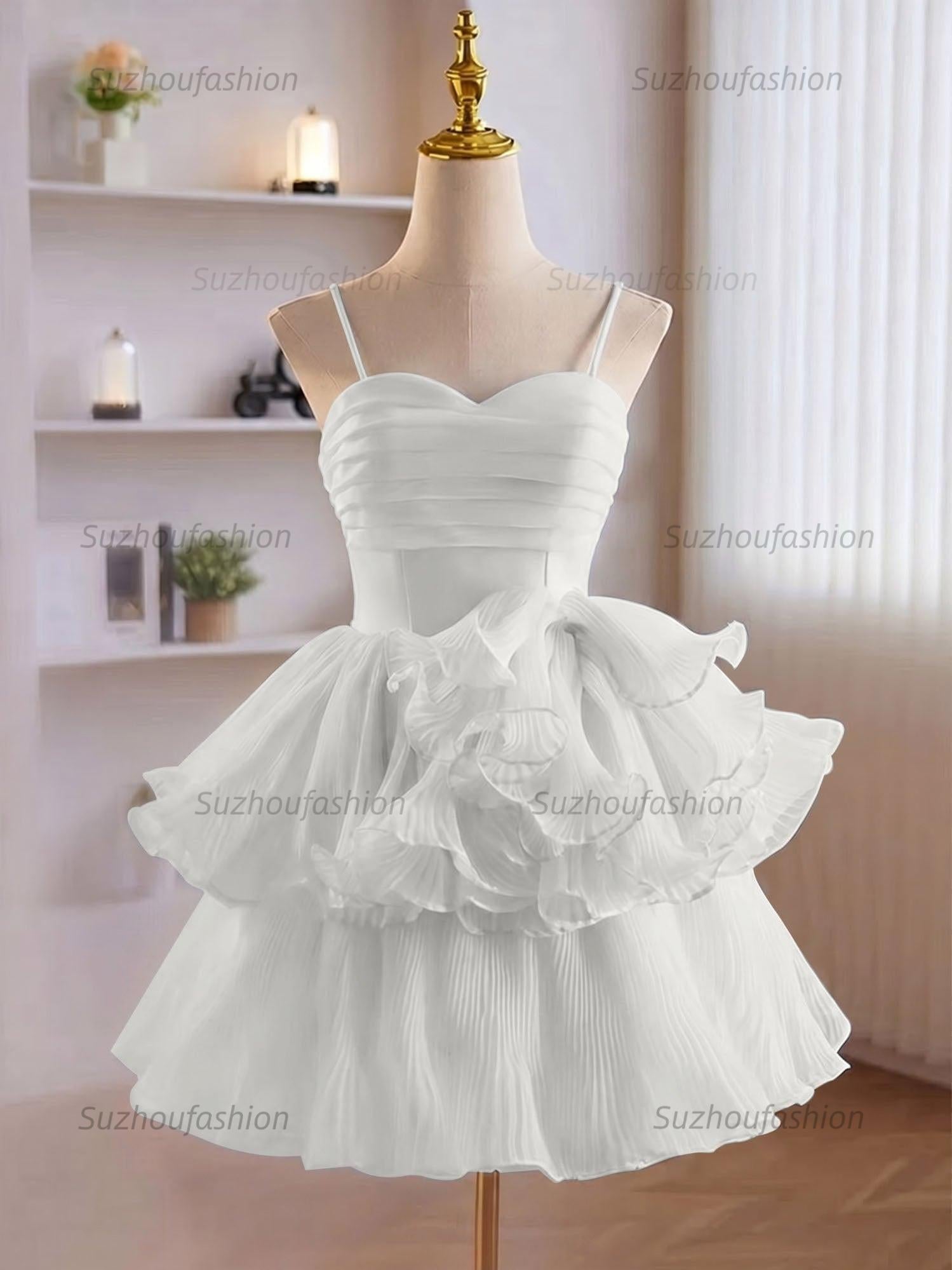 A-Line Ruffles Tiered Short Homecoming Dress