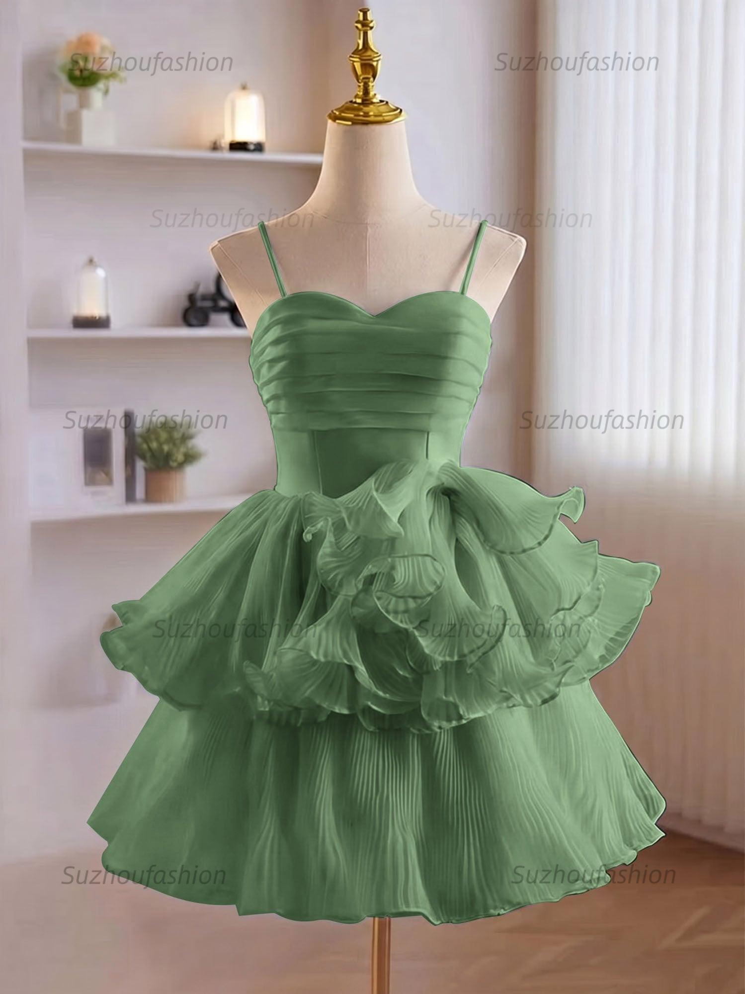 A-Line Ruffles Tiered Short Homecoming Dress