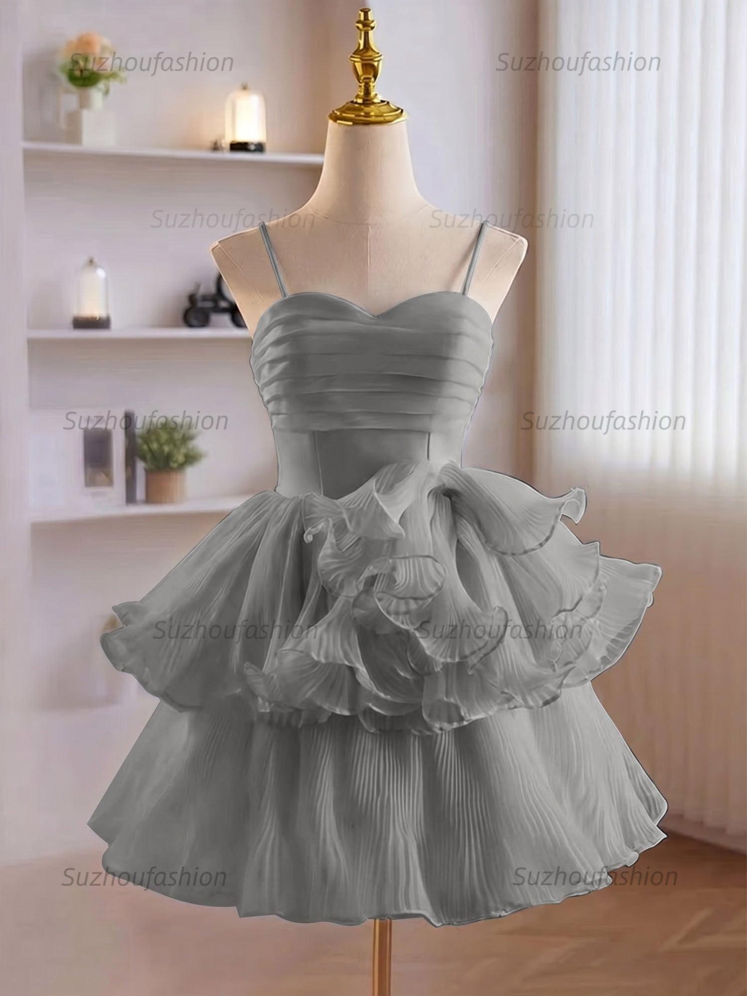 A-Line Ruffles Tiered Short Homecoming Dress