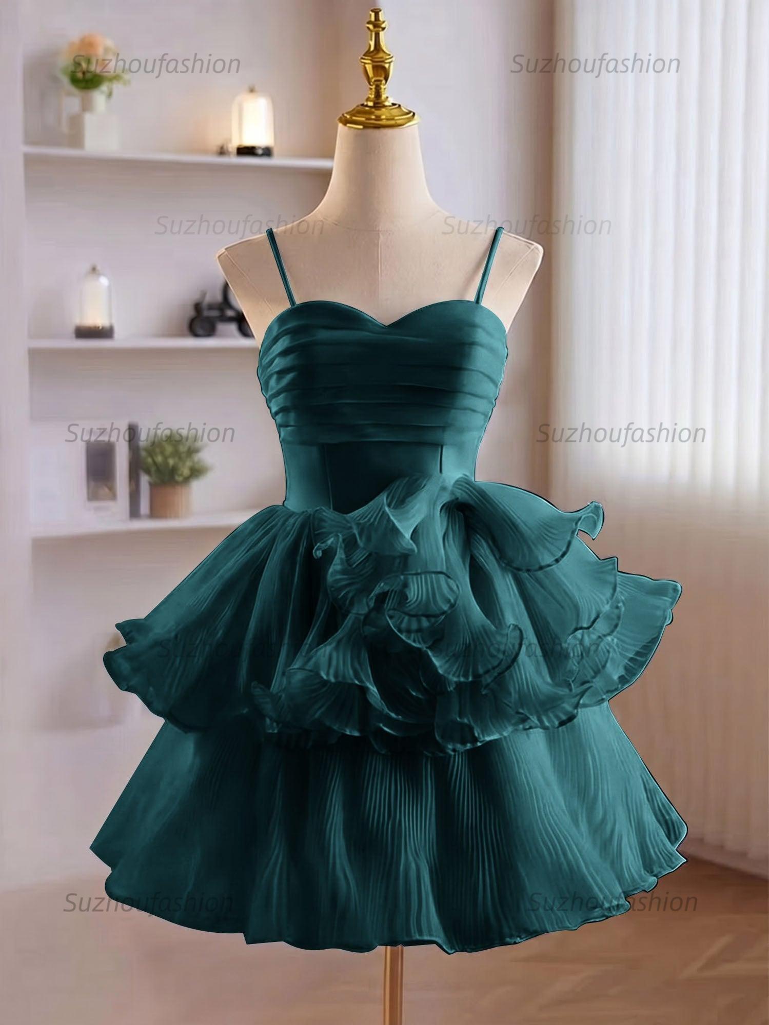 A-Line Ruffles Tiered Short Homecoming Dress