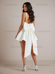 A-Line Square Neck Pleated Homecoming Dresses Mini Cocktail Dress with Bow