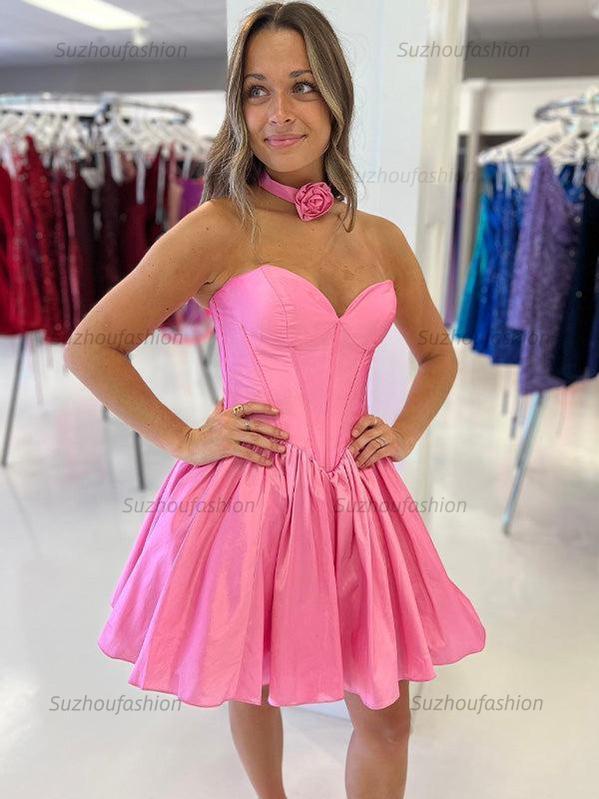 A Line Strapless Sweetheart Short Homecoming Dress
