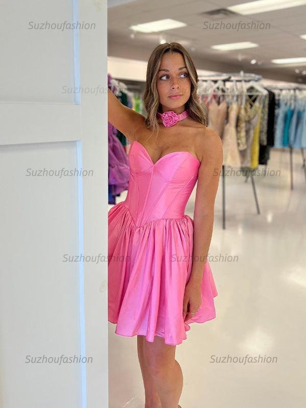 A Line Strapless Sweetheart Short Homecoming Dress