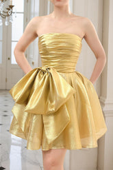 Suzhoufashion A-Line Strpless Straight Bow Short Homecoming Dress