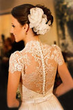 A-Line White Short Sleeve Long Wedding Dress Latest Chiffon Long Plus Size Bridal Gown