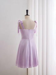 A-line Bow Tie Ruched Short Homecoming Dress