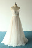 Affordable Jewel Sleeveless A-line Wedding Dress | Tulle Lace Bridal Gowns