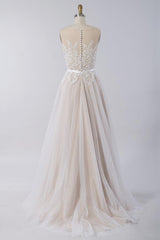 Affordable Sleeveless Jewel Appliques Wedding Dress | Tulle Ruffles A-line Bridal Gowns
