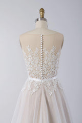 Affordable Sleeveless Jewel Appliques Wedding Dress | Tulle Ruffles A-line Bridal Gowns