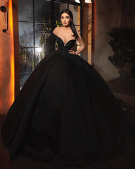 Alluring Ball Gown One-Sleeve Black Taffeta Lace Prom Dress Online
