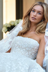 Amazing Princess Sleeveless Appliques Bridal Dresses Lace Appliques