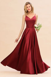 Amzing Burgundy Evening Maxi Dress Charming V-Neck Backless Wedding Party Dress