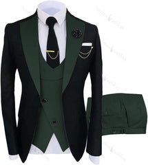 Army Green Shawl Lapel 3 Piece Fashion Prom Suit