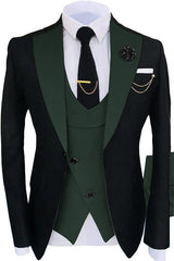 Army Green Shawl Lapel 3 Piece Fashion Prom Suit