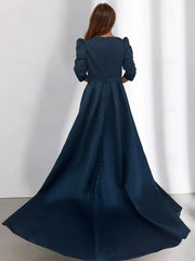 Asymmetrical A Line Mother of the Bride Dress with Half Sleeves and Pockets