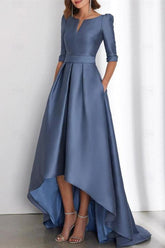 Asymmetrical A Line Mother of the Bride Dress with Half Sleeves and Pockets