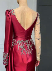 Asymmetrical Mermaid Long Sleeves Prom Dress with Ruffles Online