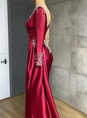 Asymmetrical Mermaid Long Sleeves Prom Dress with Ruffles Online