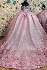 Ball Gown Off Shoulder Sleeveless Pleated Appliques Crystal Beaded Lace Up Pink Tulle Quinceanera Dress Birthday Party Dress Evening Formal Gown For Sweet 16