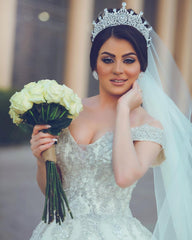 Ball Gown Off-Shoulder Tulle Lace Wedding Dress Online