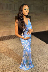 Beautiful Sleeveless V-neck Backless Mermaid Prom Dress