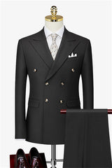 Black Double Breasted Fashion Close Fitting Business Suit
