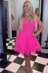 Black Homecoming Dresses Corset A-Line Short Tulle Prom Dress