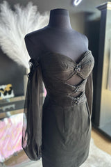 Black Homecoming Dresses Off The Shoulder Sweetheart Bodycon Prom Dress