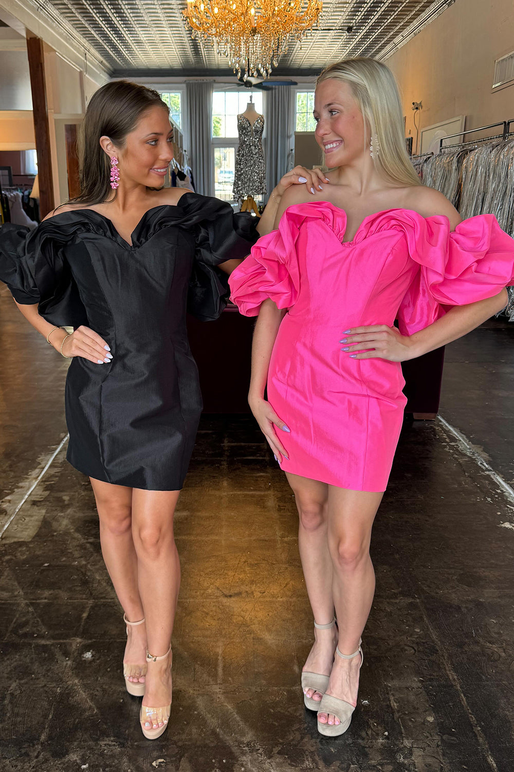 Black Homecoming Dresses Off The Shoulder Tight Satin Short Cocktail Dresses