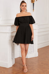 Black Homecoming Dresses Off the Shoulder Cocktail Dress