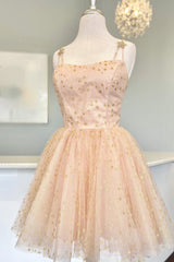 Black Homecoming Dresses Sequin Stars A-Line Short Cocktail Dresses