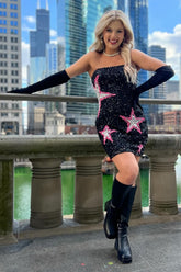 Black Homecoming Dresses Sequin Tight Short Cocktail Dresses