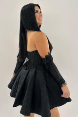 Black Homecoming Dresses Sweetheart A Line Corset Prom Dress