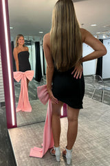 Black Homecoming Dresses Sweetheart Tight Short Cocktail Dresses With Bow