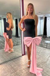 Black Homecoming Dresses Sweetheart Tight Short Cocktail Dresses With Bow