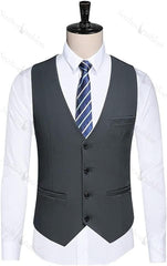 Black Peaked Lapel One Button 3 Piece Men's Business Suit