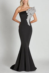 Black Wedding Guest Dress Mermaid One Shoulder Long Formal Dress With Sequines