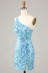 Blue Homecoming Dresses Beaded Fringed Tight Short Cocktail Dresses
