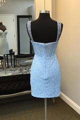Blue Homecoming Dresses Sequin Corset Bodycon Prom Dress