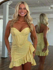 Bodycon Sweetheart Satin Homecoming Dress with Beading